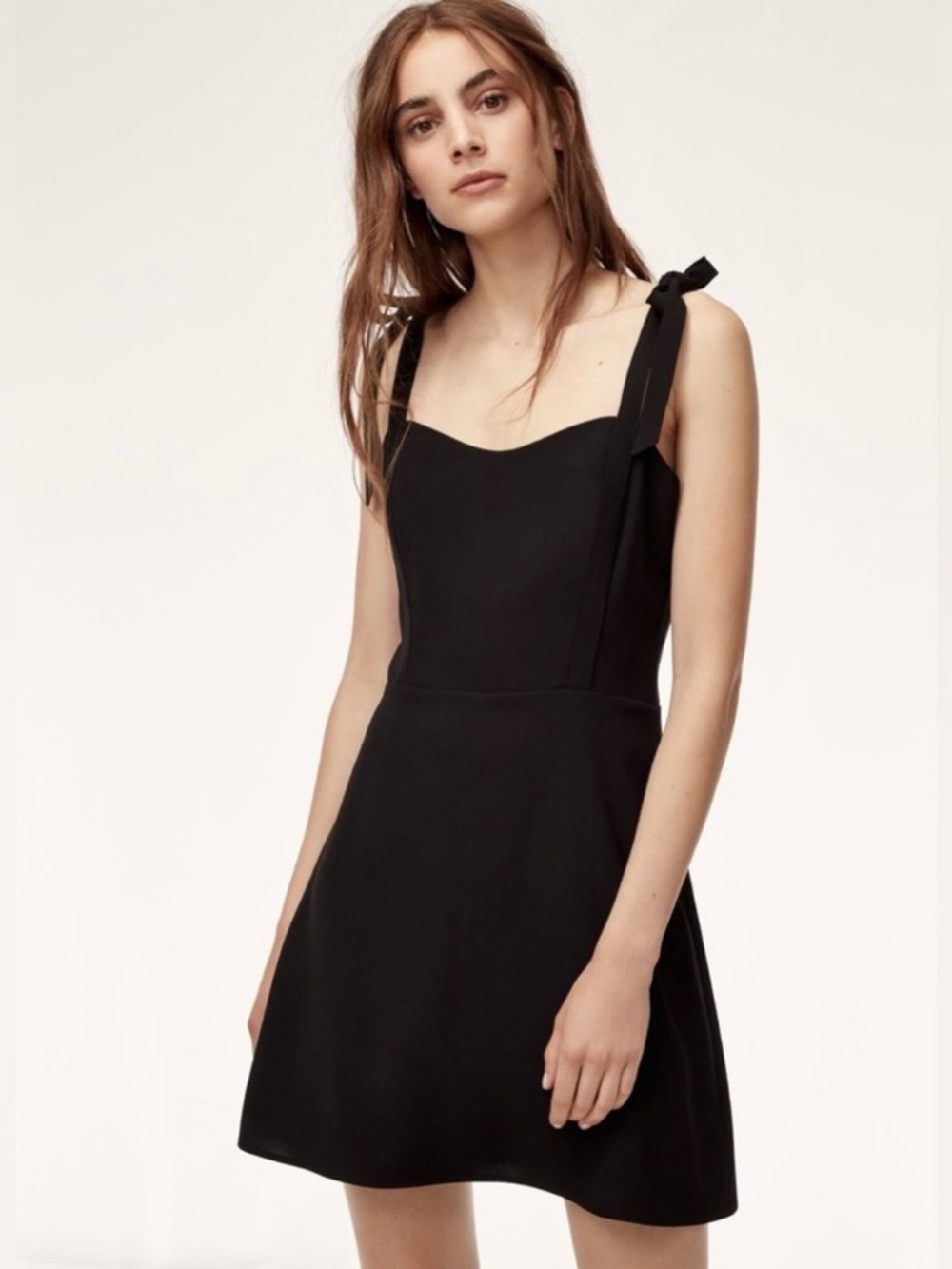 ARITZIA ✨ SUNDAY BEST Bow Tie Black Mini Dress Size 6 Women’s EUC